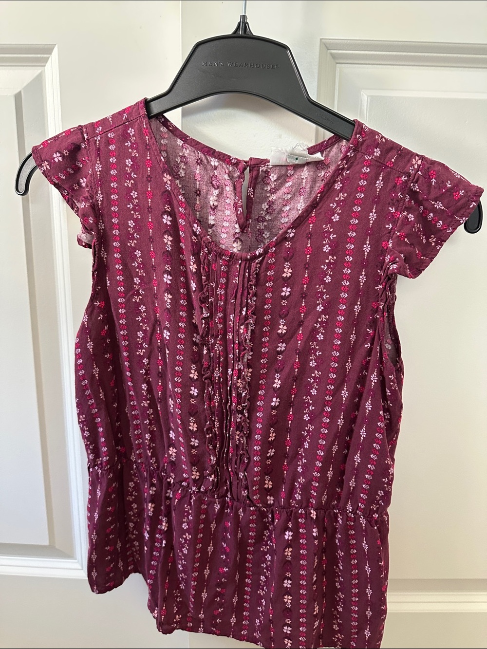 The Children's Place Maroon Floral Ruffle Peplum Top